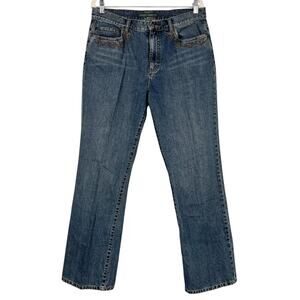 Lauren Jeans Co. Ralph Lauren Medium‎ Wash Denim Embroidered Jeans Sz 12 Vintage